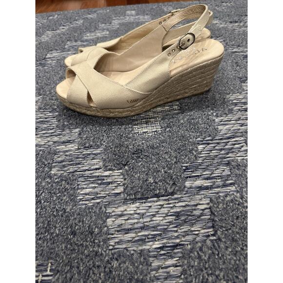 VISCATA Barcelona Canvas High Heel Wedge Sandals EU41/US10?? Open Toe Espadille - Picture 5 of 10